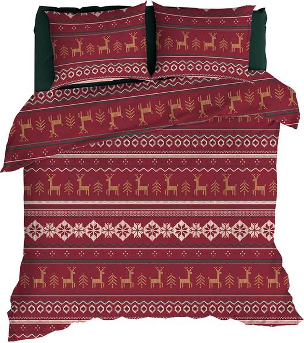 ROMANETTE Dekbedovertrek flanel - 200x200cm - Noelle rood