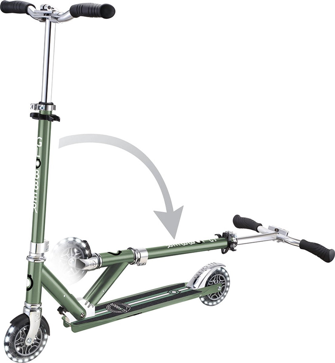 GLOBBER Flow scooter elements lights - chrome/ olive