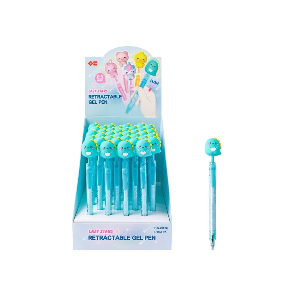 LAZY STARS Gelpen - dinosaur ass.  (prijs per stuk)