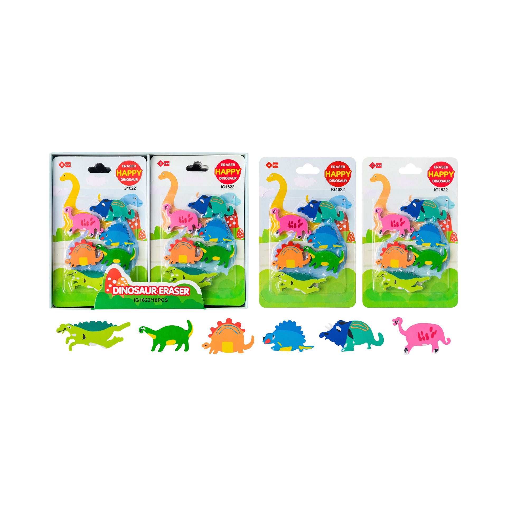 TPR Gum dino design - ass.  (prijs per stuk)