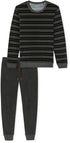 SCHIESSER Heren pyjama lange frottee - donkergrijs/streep - 3XL