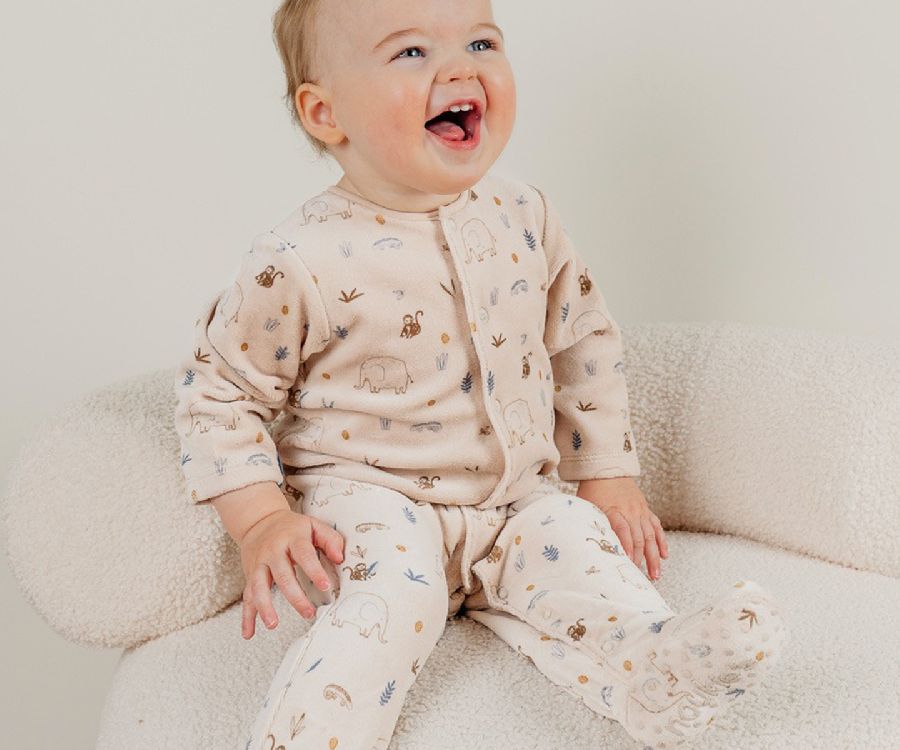 NOUKIES Pyjama fluweel - jungle/beige