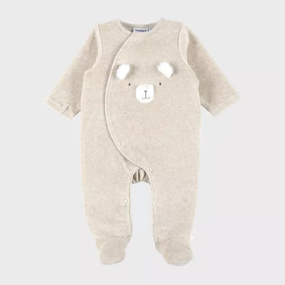 NOUKIES Fluffy pyjama fluweel - wit velours - 00M
