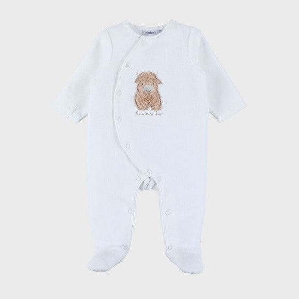 NOUKIES Fluffy pyjama fluweel - wit velours - 6M