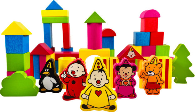 BUMBA Blokkenton met 50 houten blokken en vormenstoof