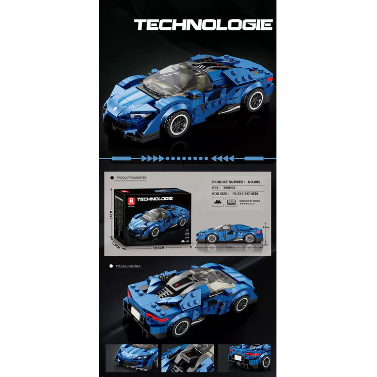 REOBRIX Bouwpakket racing car blauw - 298st. 3765174   10113087