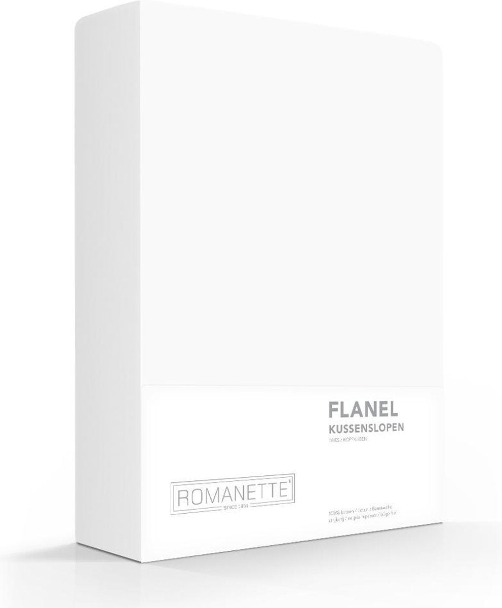 ROMANETTE Kussensloop flanel 2st. - 65x65cm - wit