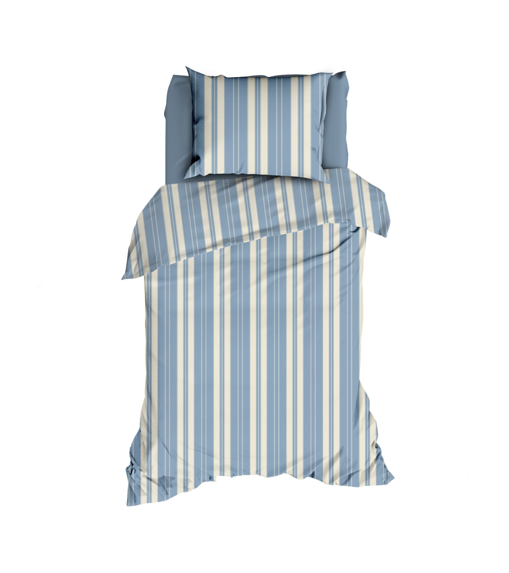 ROMANETTE Nendaz dekbedovertrek flanel - 140x200cm - beige/blauw