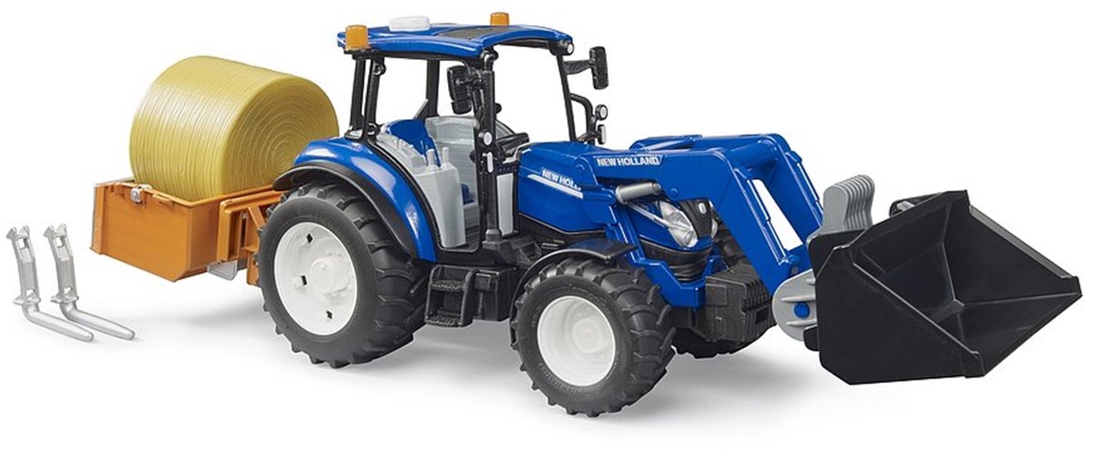 BRUDER - New Holland T5.120 laadbakvorken/balen
