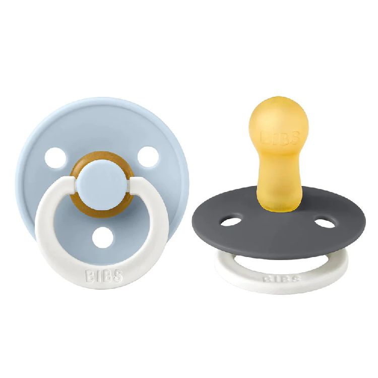 BIBS Fopspeen 2st - maat 2 - glowdark iron/baby blauw