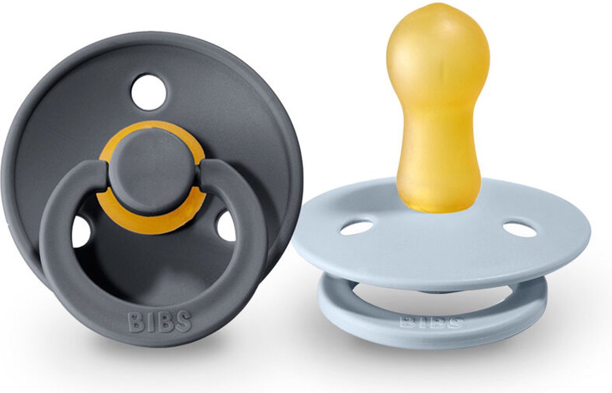 BIBS Fopspenen 2st.- maat 1 - iron/ baby blauw