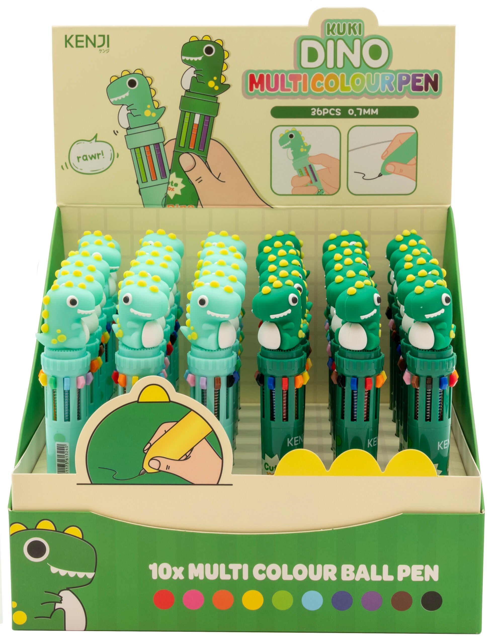 KENJI Multicolour pen - dino (prijs per stuk)