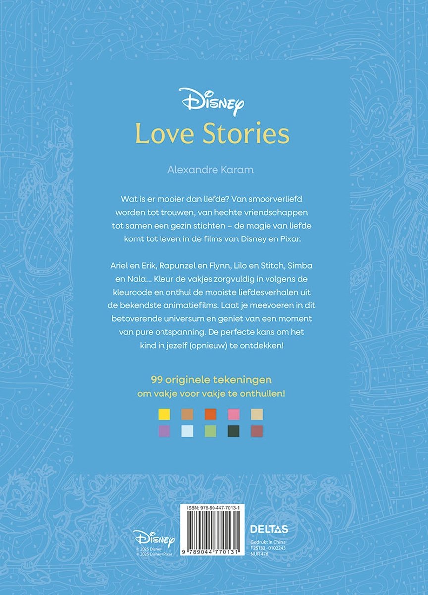 Disney Love stories - Kleuren op nummer voor volwassenen