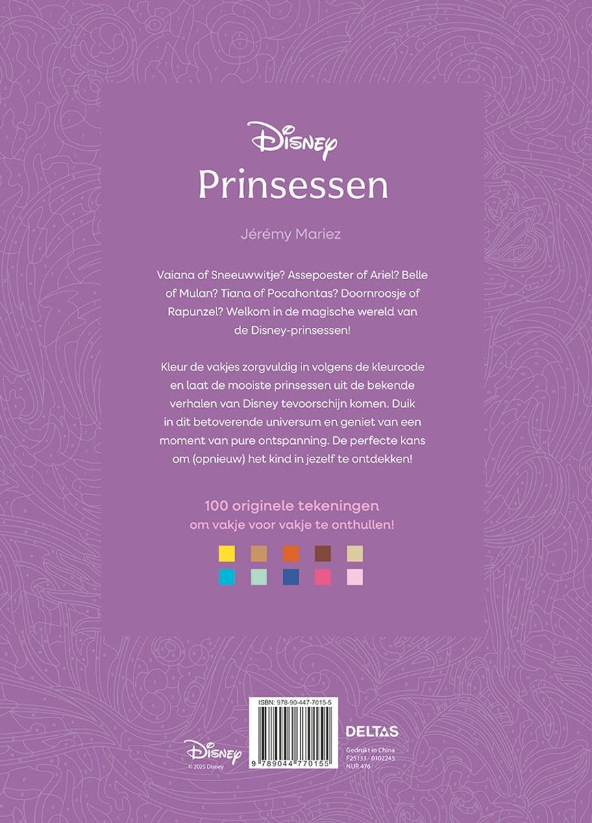 Disney Prinsessen - Kleuren op nummer voor volwassenen