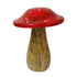 Deco paddenstoel hout 13cm - naturel/ rood