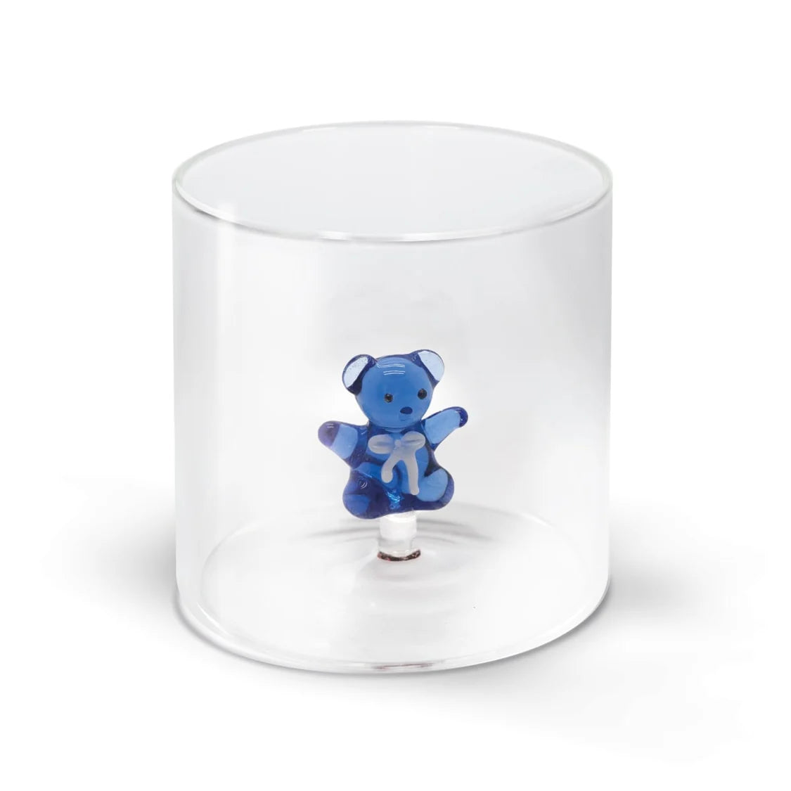 WD Glas 250ml in borosilicaat glas - teddy beer blauw deco