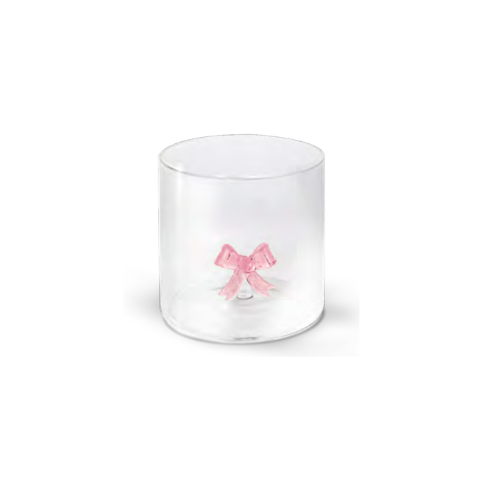 WD Glas 250ml in borosilicaat glas - roze strik deco