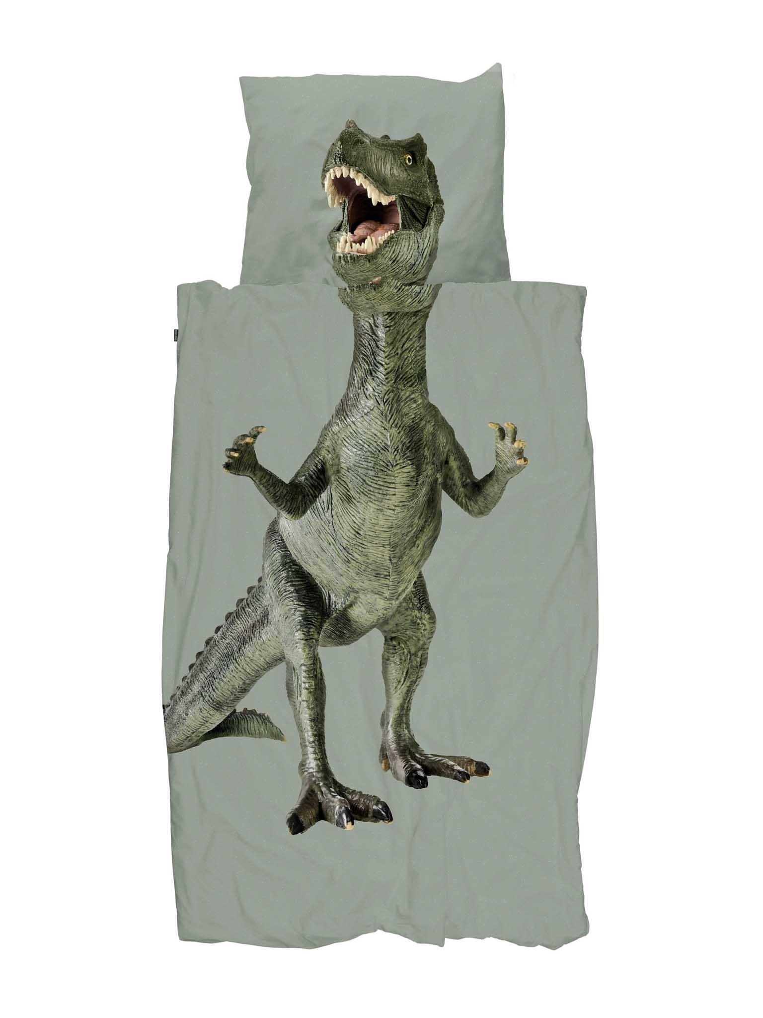 SNURK Dino Jurassic dekbedovertrek - 140x200cm - groen