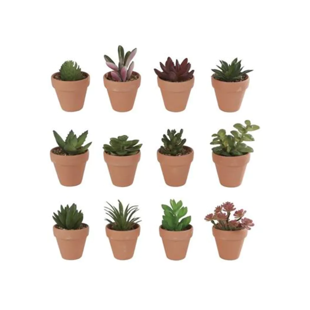 Rio bloempotje met kunst plantje - 6,5x12cm - terra cotta ass.  (prijs per stuk)