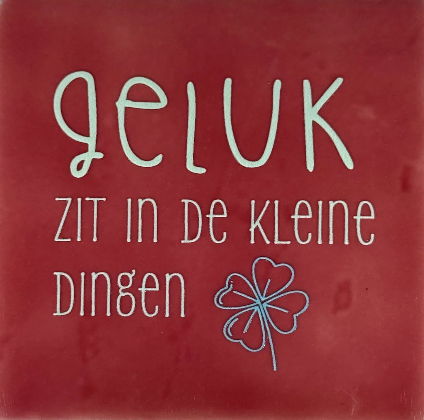YETT Tegeltje - Geluk zit in de kleine dingen - roze/l. groen
