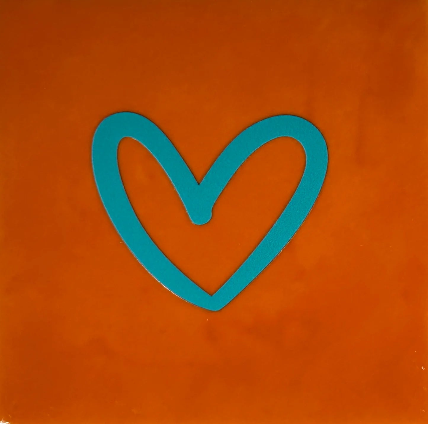 YETT Tegeltje - Hartje open nieuw - oranje/turquoise
