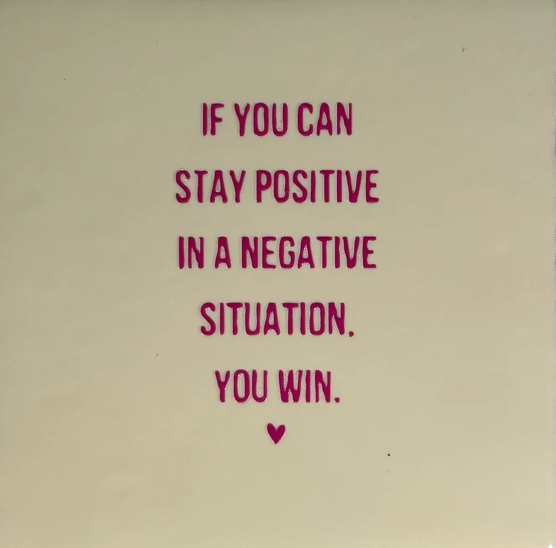 YETT Tegeltje - If you can stay positive - creme/roze
