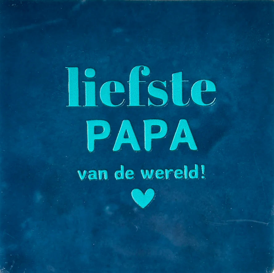 YETT Tegeltje - Liefste papa v/d wereld - d. blauw/turquoise