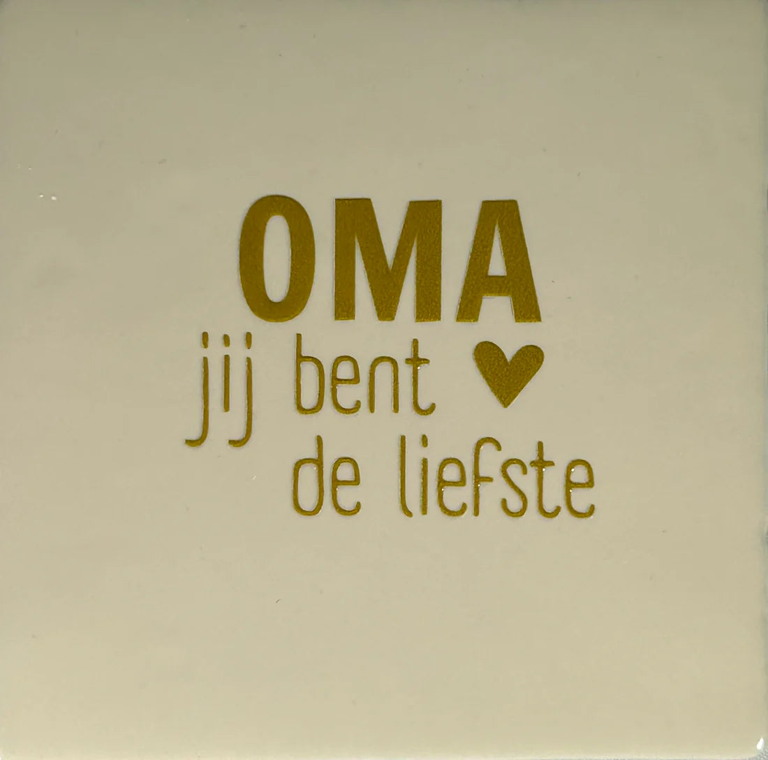 YETT Tegeltje - Oma - creme/goud