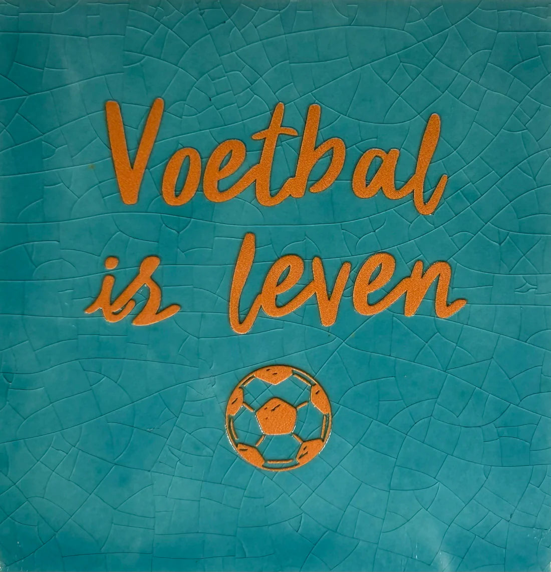 YETT Tegeltje - Voetbal is leven - groen/oranje