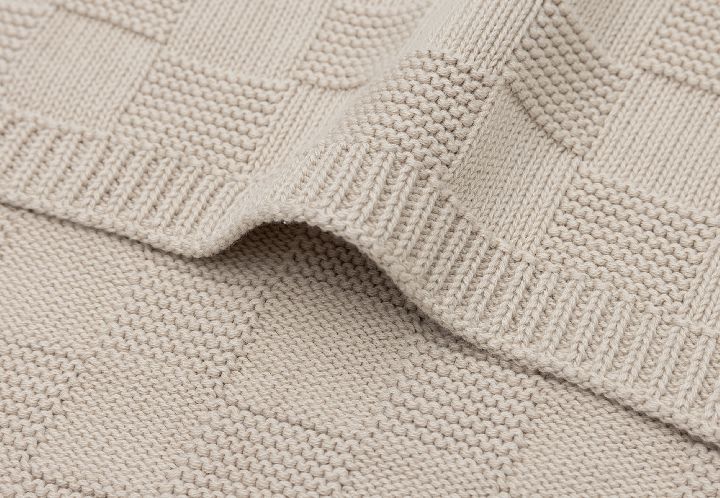 JOLLEIN Wiegdeken 75x100cm - box knit warm sand