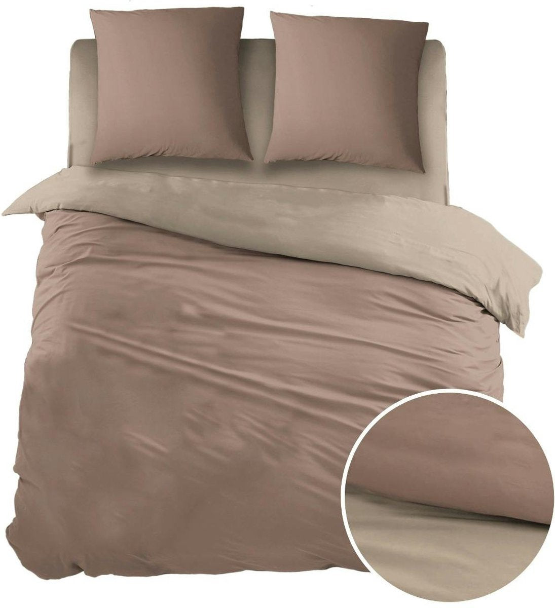 DREAMS Dekbedovertrek flanel - 140x220cm - cafe/ taupe