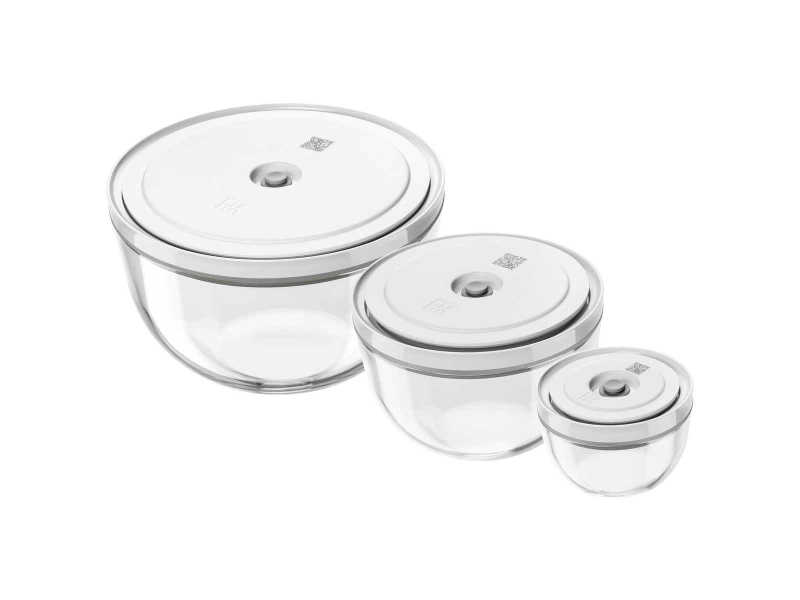 ZWILLING Fresh & Save vacuumkommen set S/M/L / 6delig - glas transparant/ wit