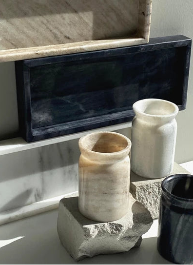 WELLMARK Marmeren potje - Beige
