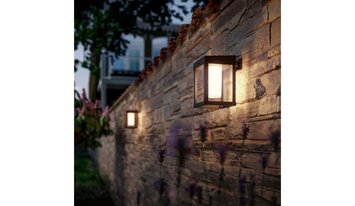 PHILIPS Camill Wandlamp solar - zwart / opaal- vierkant - 1.4W - 3000K