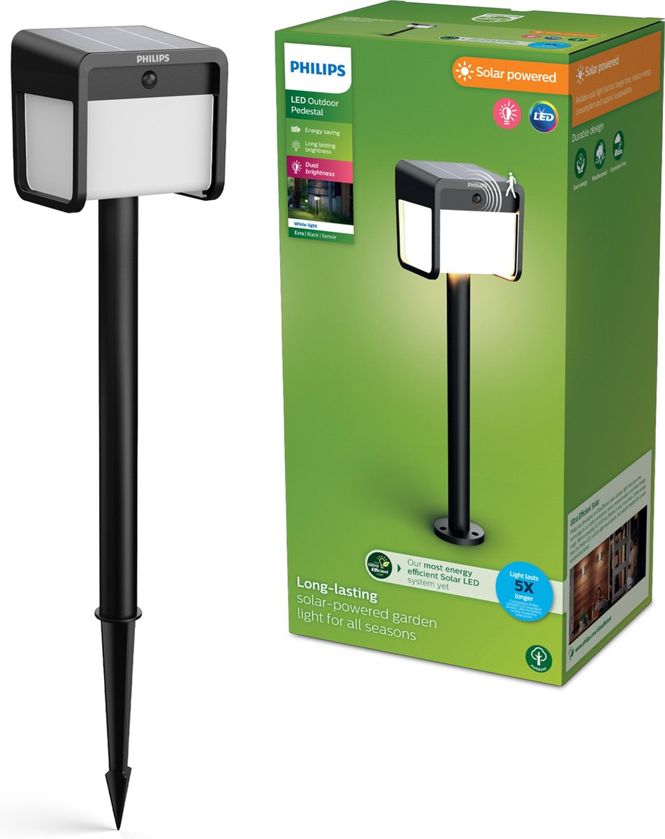 PHILIPS Ezra Sokkellamp Ultra-efficiënt solar - zwart - 1.8W - 3000K