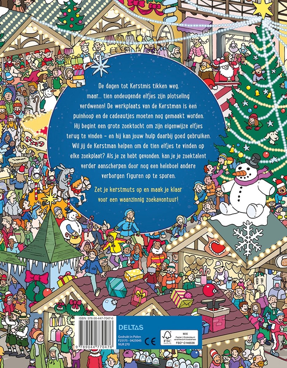 Waar zijn de kerstelfjes? Kijk- en zoekboek