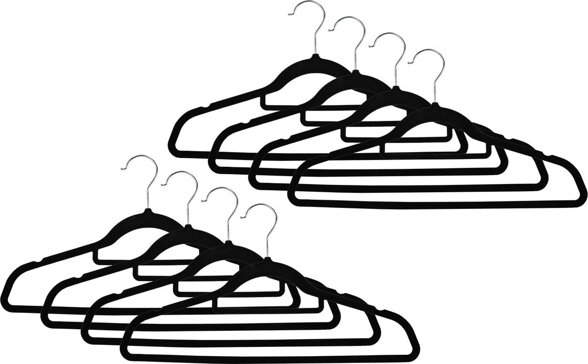 Benson Kledinghangers 10 dlg zwart velours