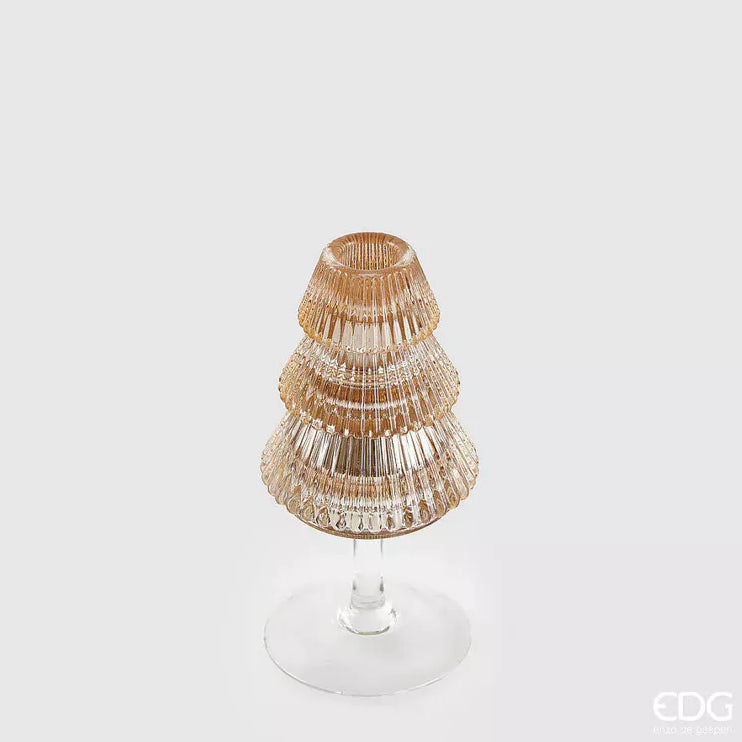 EDG Pino theelichthouder - 16x8cm - amber