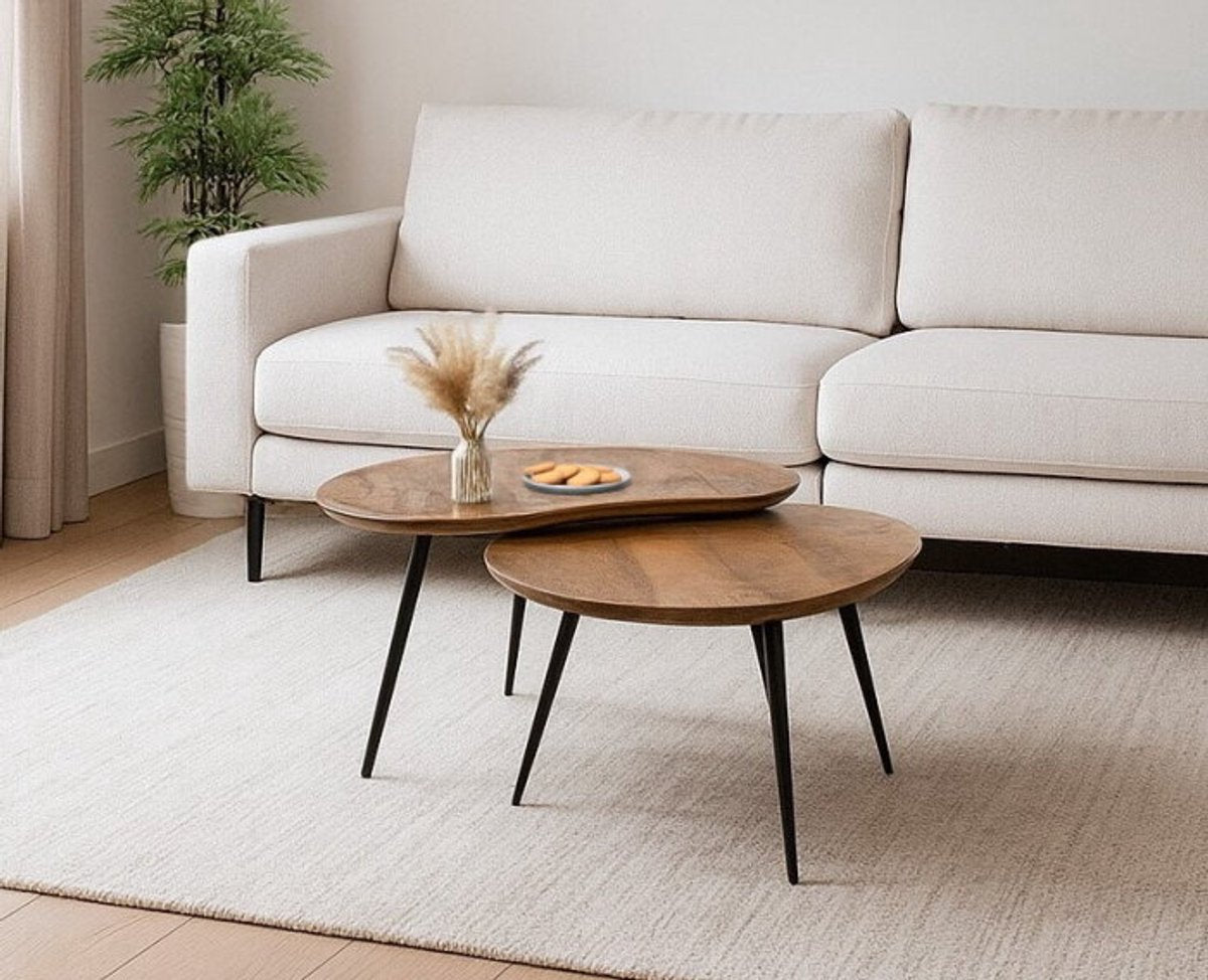 Erfurt set 2 salontafels - 69x51x35cm + 83x61x40cm - smooth naturel