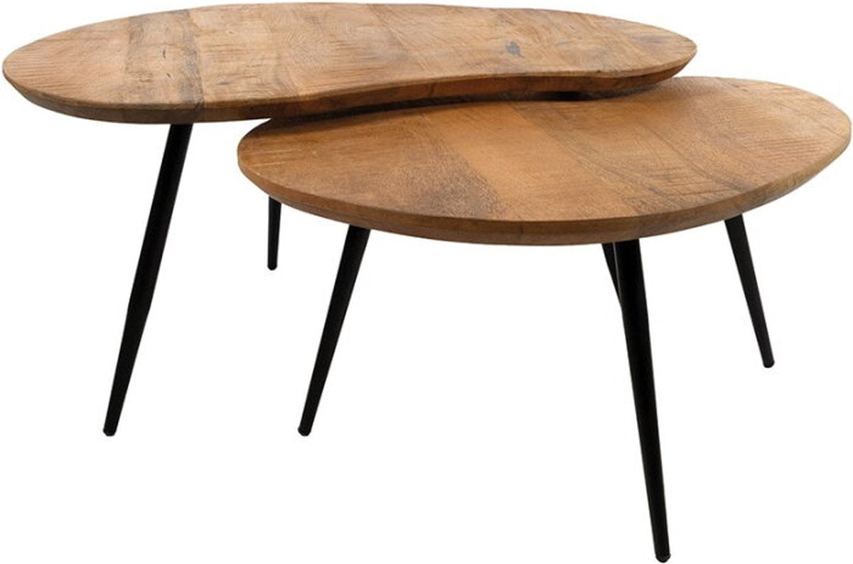 Erfurt set 2 salontafels - 69x51x35cm + 83x61x40cm - smooth naturel