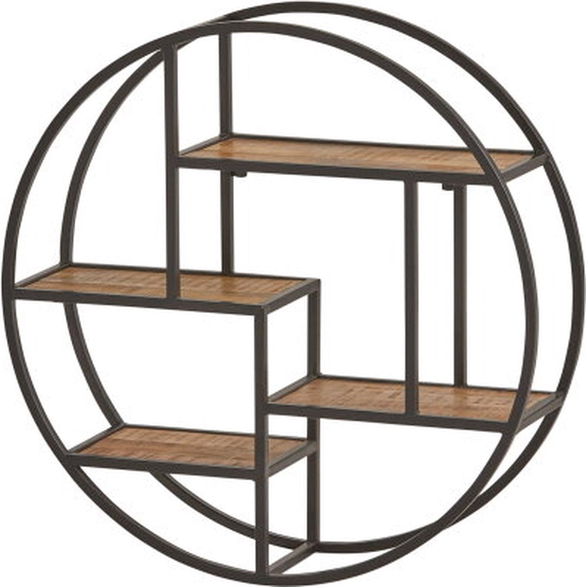 Castro wandrek rond - 75x21x75cm - zwart metaal/ mangohout