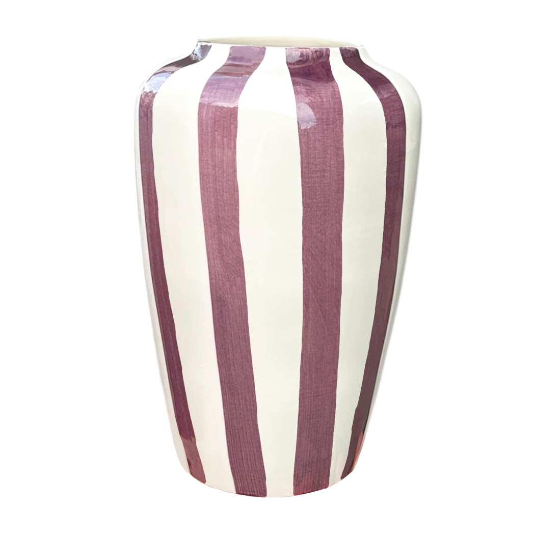 VAL Funky flower vaas XL 25cm - aubergine stripes
