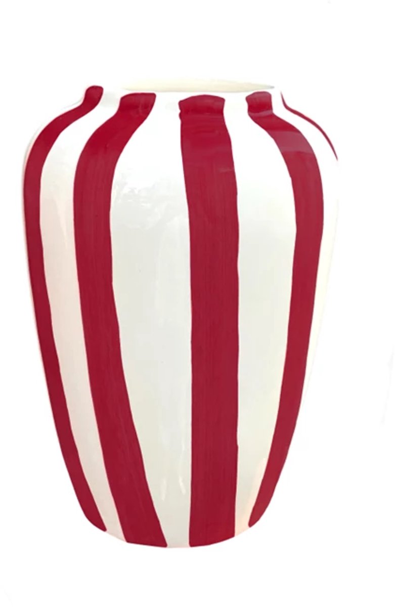 VAL Funky flower vaas extra large - bordeaux stripes