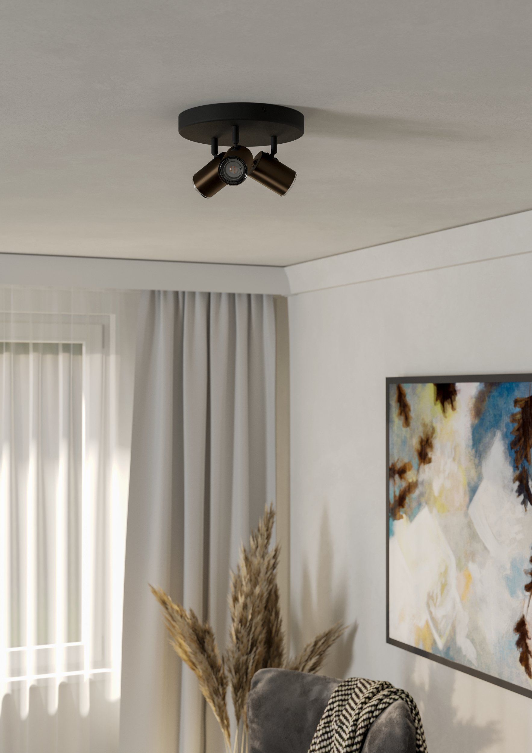 Eglo CONSUMA 1 spot - 3x GU10 - Brons / zwart