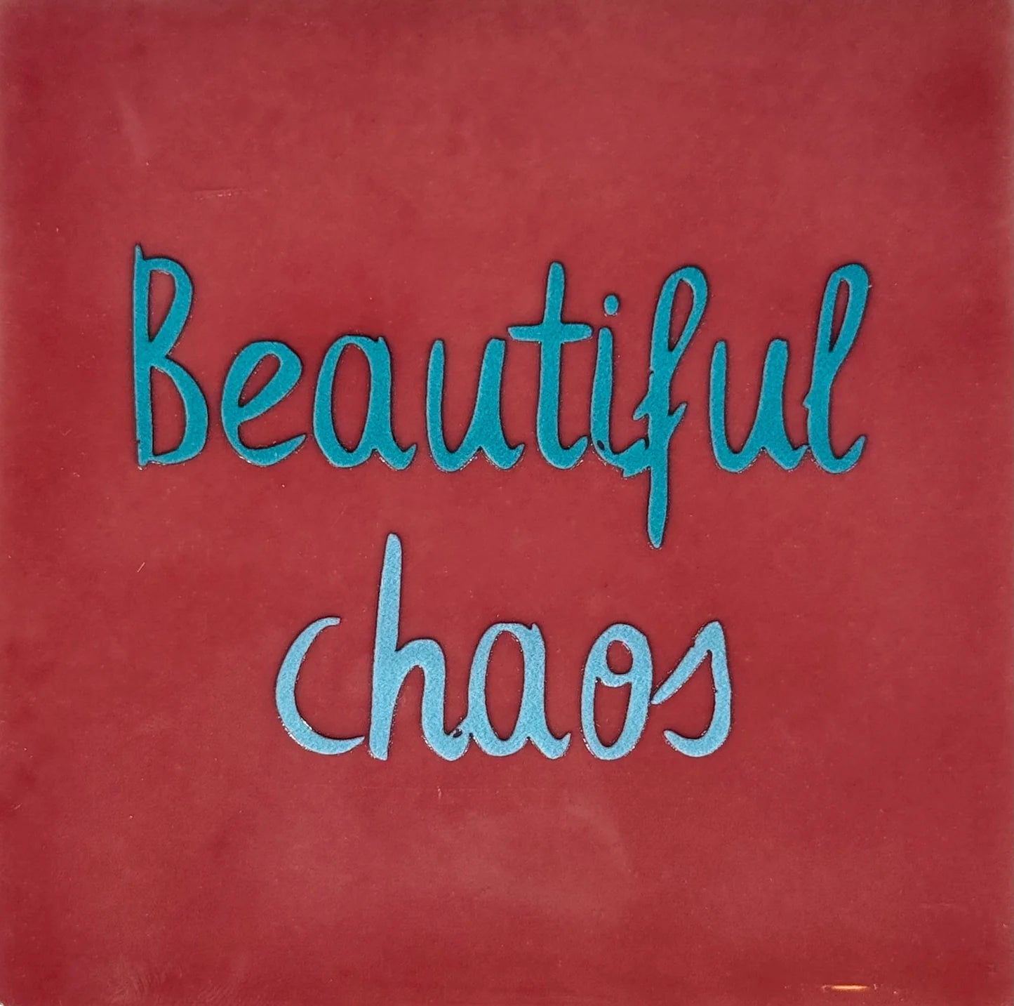 YETT Tegeltje - Beautiful chaos - roze/turquoise