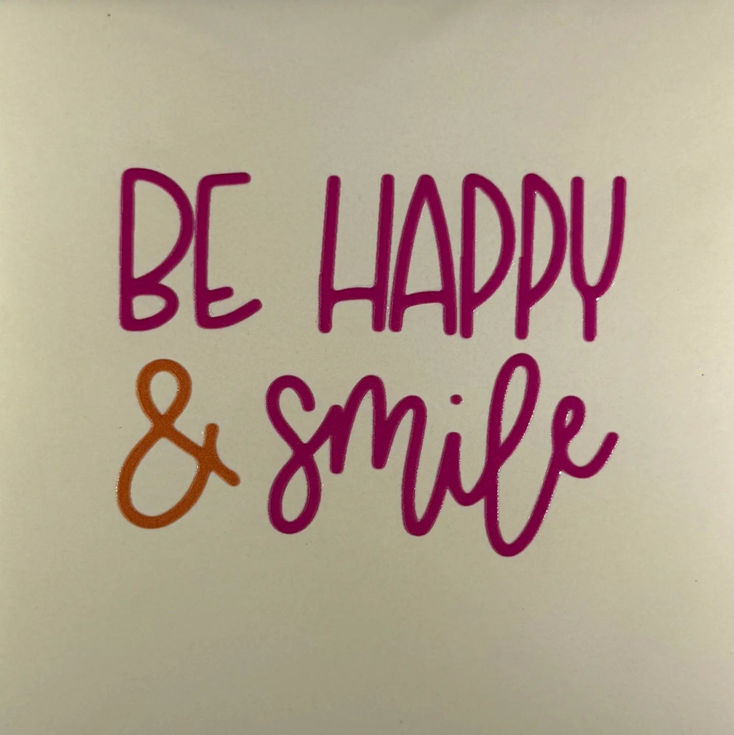 YETT Tegeltje - Be happy & smile - creme/knalroze