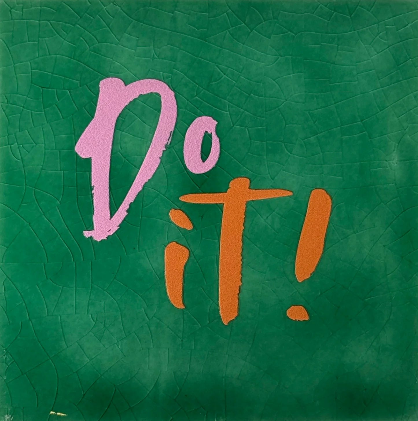 YETT Tegeltje - Do it - groen/oranje (knalroze)