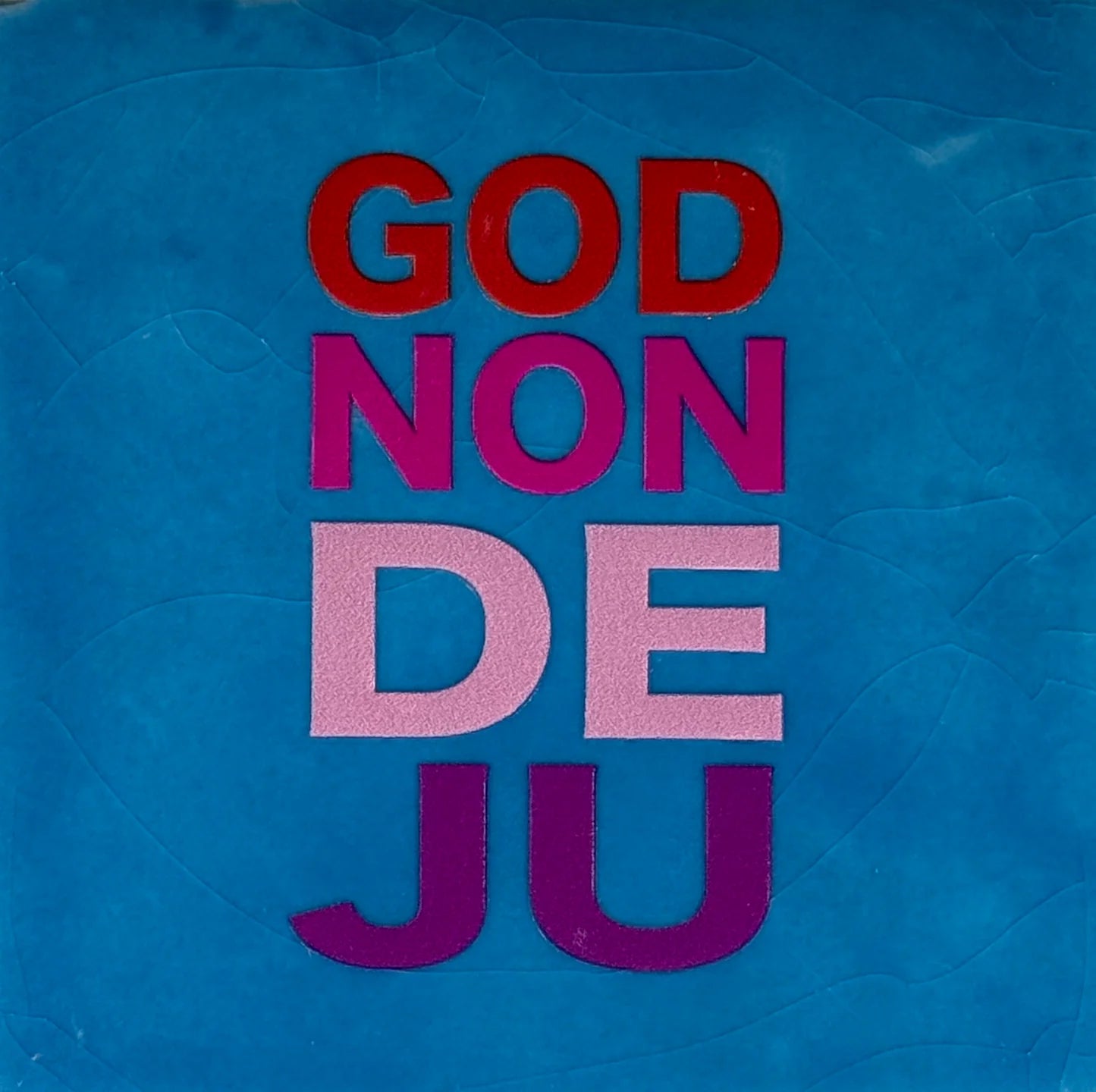 YETT Tegeltje - Godnondeju - l.blauw/warm roze