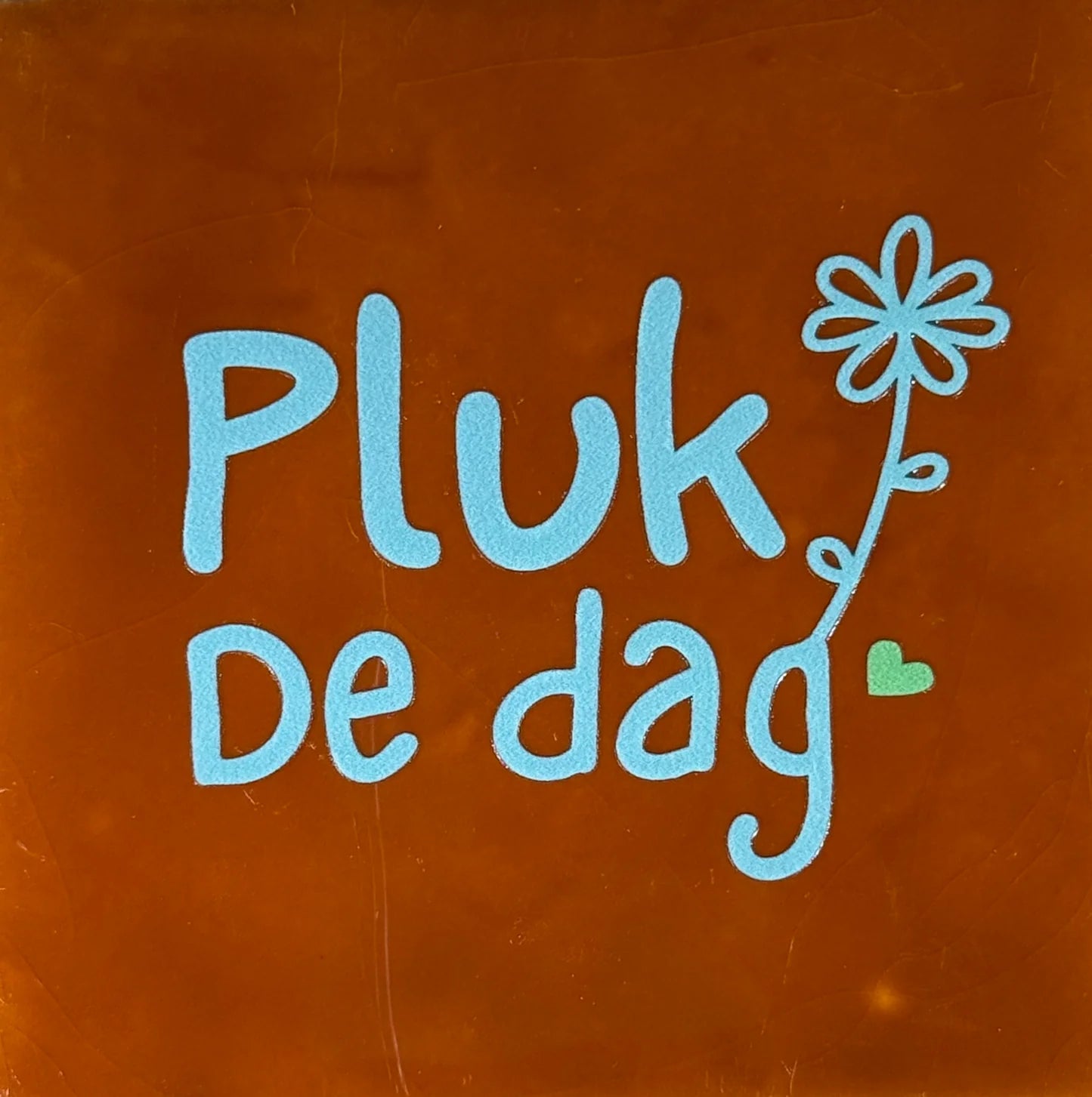 YETT Tegeltje - Pluk de dag - terra/warm blauw