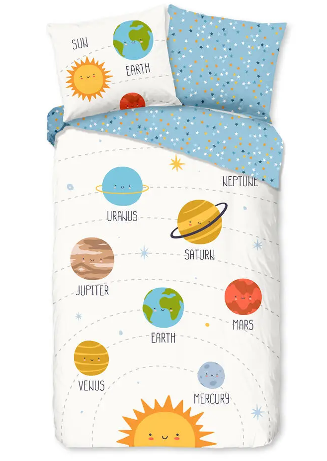GOOD MORNING Dekbedovertrek 140x220cm - astra - planeten